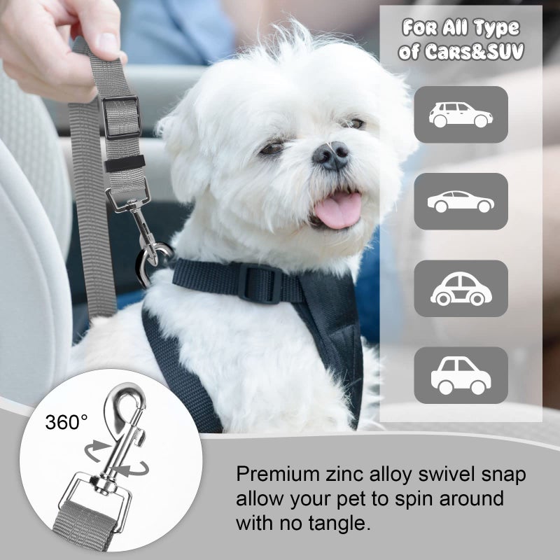 BWOGUE 2 Packs Dog Cat Safety Seat Belt Strap Car Headrest Restraint Adjustable Nylon Fabric Dog Restraints Vehicle Seatbelts Harness - Image 4